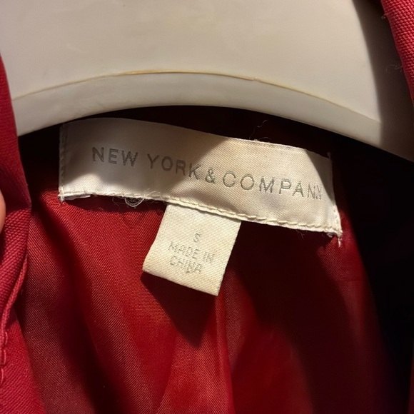 New York & Company Red Trench Coat with Belted Waist - Picture 3 of 3